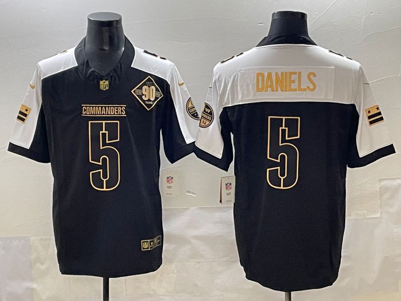 Men 2025 Washington Commanders #5 Daniels Black three generations Nike Limited NFL Jersey style 4